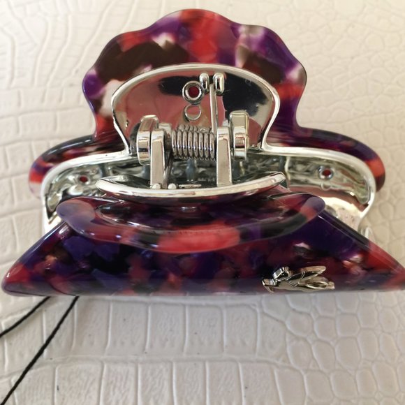 ETRO Milano Made in ITALY Acrylic Lrg Claw HAIR CLIP Gold Plated PEGASUS 4x2\